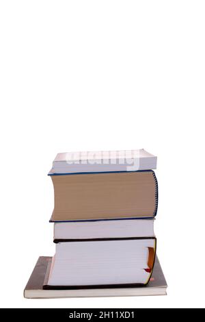 Stack of large books one on top of another, isolated on white background.. stack of Old books isolated on white Stock Photo