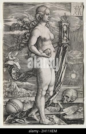 Respice Finem, 1529. Heinrich Aldegrever (German, 1502-1555/61). Engraving; Stock Photo