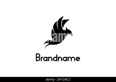 Flying bird logo design concept template, in silhouette. Isolated on white background. Stock Vector
