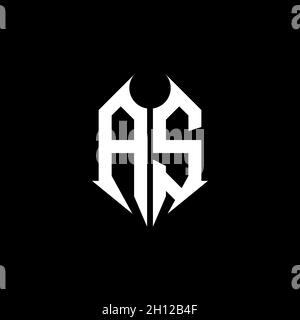 AS Monogram logo letter with metal shape style design template on black background, lettering metal, metal letter for music and game gaming. Stock Vector