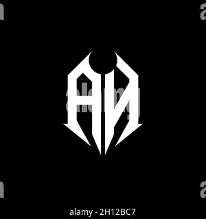 AN Monogram logo letter with metal shape style design template on black background, lettering metal, metal letter for music and game gaming. Stock Vector