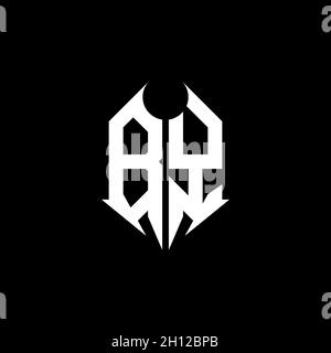 BY Monogram logo letter with metal shape style design template on black background, lettering metal, metal letter for music and game gaming. Stock Vector