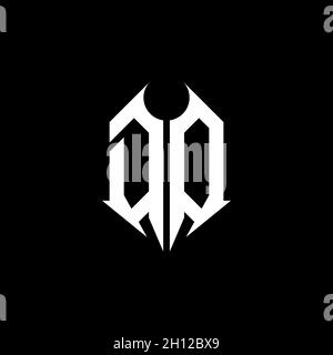 DO Monogram logo letter with metal shape style design template on black background, lettering metal, metal letter for music and game gaming. Stock Vector