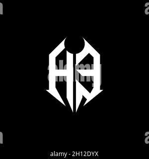 HE Monogram logo letter with metal shape style design template on black background, lettering metal, metal letter for music and game gaming. Stock Vector