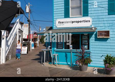 Central business district in the town of Cherry Grove, Fire Island, Suffolk County, New York, USA. Stock Photo