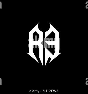 RE Monogram logo letter with metal shape style design template on black background, lettering metal, metal letter for music and game gaming. Stock Vector