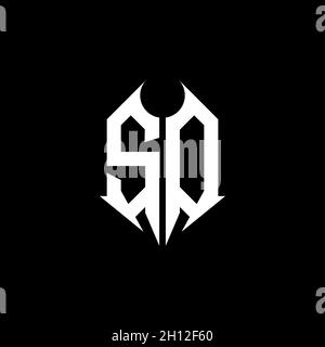 SO Monogram logo letter with metal shape style design template on black background, lettering metal, metal letter for music and game gaming. Stock Vector