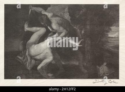 Old Italian Masters: The Death of Abel, 1892. Timothy Cole (American, 1852-1931). Wood engraving; Stock Photo