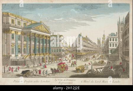 Residence of the Lord Mayor of London, 18th Century. England, 18th century. Engraving; Stock Photo