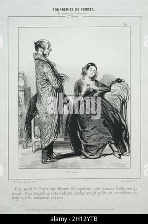 Fourberies de Femmes En Matière de Sentiment. Paul Gavarni (French, 1804-1866). Lithograph; Stock Photo