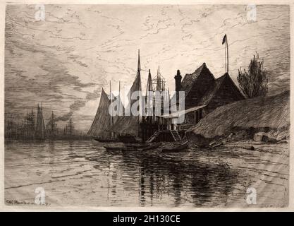 Evening, New York Harbor, 1884. Henry Farrer (American, 1843-1903). Etching; sheet: 35.8 x 49 cm (14 1/8 x 19 5/16 in.); platemark: 24.7 x 34.7 cm (9 3/4 x 13 11/16 in.).