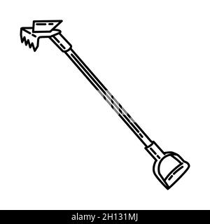 Drywall Hook Part of Firefighter Accessories and Equipment Device Hand Drawn Icon Set Vector. Stock Vector