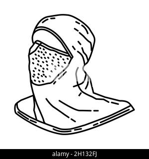 Extra Flash Hood Part of Firefighter Accessories and Equipment Device Hand Drawn Icon Set Vector. Stock Vector