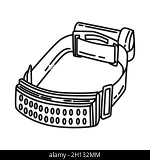 Green LED Fire Helmet Light Part of Firefighter Accessories and Equipment Device Hand Drawn Icon Set Vector. Stock Vector