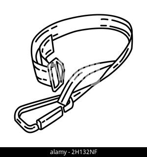 Ladder Belt Firefighting Part of Firefighter Accessories and Equipment Device Hand Drawn Icon Set Vector. Stock Vector