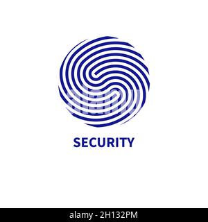 Security icon. Security round logo. Identification symbol, sign. Fingerprint concept. Vector illustration Stock Vector