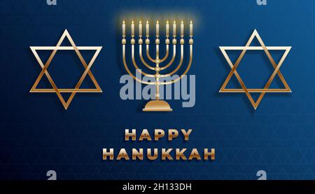 happy hanukkah, jewish festival of light. happy hanukkah background, greeting card, banner, poster. hanukkah jewish holiday Stock Vector