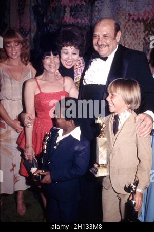 Jackie Coogan with Dana Plato, Gary Colman and grandson Keith Coogan 1979 Credit: Ralph Dominguez/MediaPunch Stock Photo