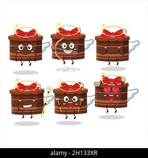 Brown round gift cartoon designs as a cute angel character. Vector illustration Stock Vector