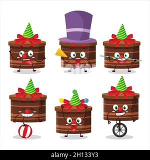 Cartoon character of brown round gift with various circus shows. Vector illustration Stock Vector