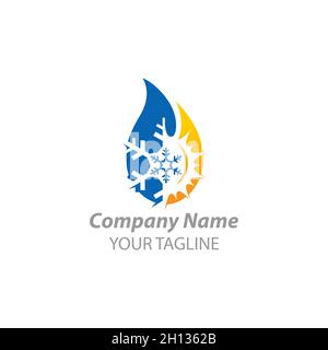 HVAC, oil, gas, air condition and heating logo.EPS 10 Stock Vector