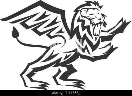 Lion wing Illustration Template Mascot Emblem Isolated Stock Vector