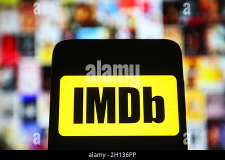 In this photo illustration, IMDb (Internet Movie Database) logo is seen ...