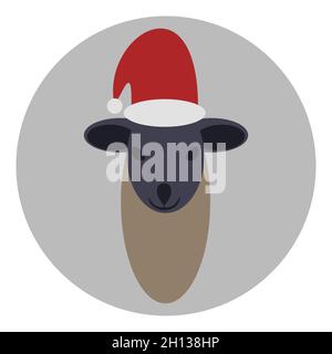 Small black christmas Sheep head icon vector Stock Vector