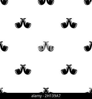 Seamless pattern with Crossed smoking pipes on white background. Black vintage ornament. Hipster, pirat wallpaper. Father day, pirat captain clip art. Stock Vector