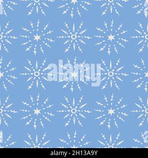 Vector seamless pattern with hand drawn snowflakes. Decorative New year and Christmas design. Stock Vector