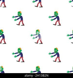 Walking zombie pattern seamless background texture repeat wallpaper geometric vector Stock Vector