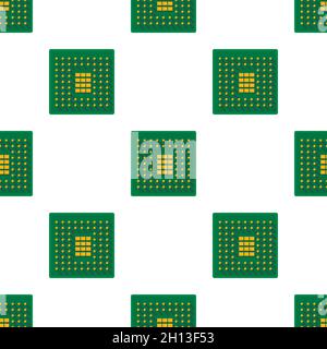 Processor pattern seamless background texture repeat wallpaper geometric vector Stock Vector