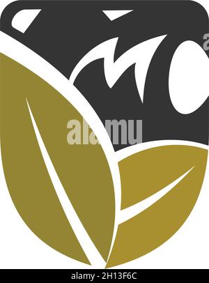 Lion Leaf Shield Template Illustration  Mascot Emblem Isolated Stock Vector