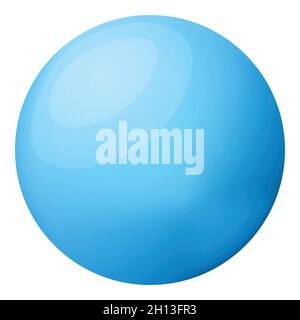 Glass blue ball or precious pearl. Glossy realistic ball, 3D abstract vector illustration highlighted on a white background. Big metal bubble with Stock Vector