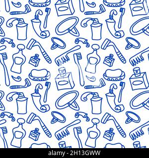 Illustration of the morning hygiene toilet seamless pattern Stock Vector