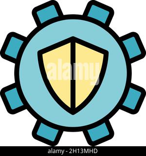 Secured gear interface icon. Outline secured gear interface vector icon color flat isolated Stock Vector
