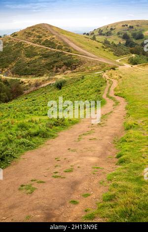 UK, England, Worcestershire, Malvern Hills, footpaths north from Worcestershire Beacon Stock Photo