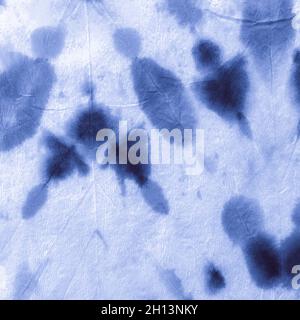 Abstract Watercolour Texture. Indigo Denim Oil Stock Photo