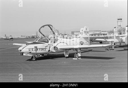 A Cessna T-37B Primary Jet Trainer of the USAF, United States Air Force. Photon taken on 6th May 1977. Serial number 90380. Stock Photo