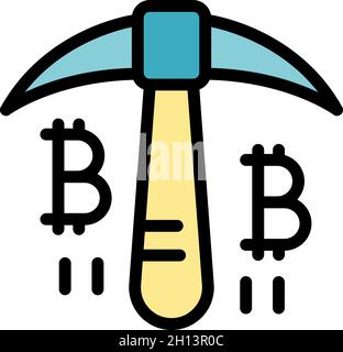 Blockchain hand axe icon. Outline Blockchain hand axe vector icon color flat isolated Stock Vector