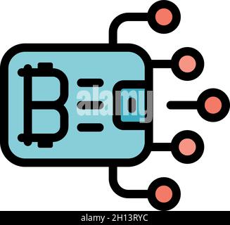 Blockchain online wallet icon. Outline Blockchain online wallet vector icon color flat isolated Stock Vector