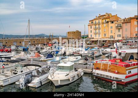 The famous village of Saint-Tropez during the prestigious sailing event Les Voiles, Côte d'Azur, France Stock Photo