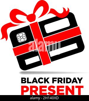 Black Friday present, Shopping gift card flat icon for apps and websites. Vector on transparent background Stock Vector
