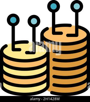 Blockchain server rack icon. Outline Blockchain server rack vector icon color flat isolated Stock Vector