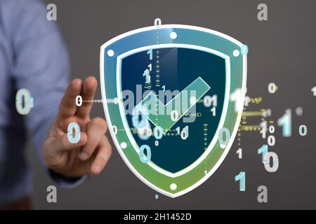Pc Security Engineer Illustration of cybersecurity of digital network systems with computer ...