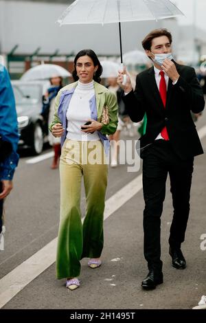 Street style, Malu dalla Piccola arriving at Hermes Fall-Winter 2022