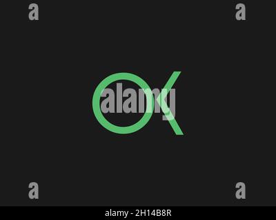 LETTERS OK LOGO DESIGN WITH NEGATIVE SPACE EFFECT FOR ILLUSTRATION USE Stock Vector