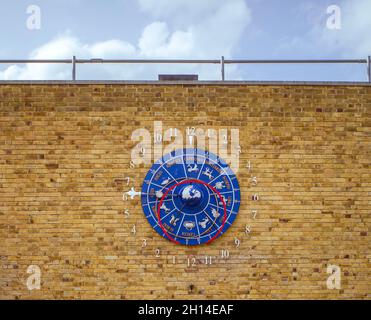 The astronomical clock at Leicester University. Stock Photo
