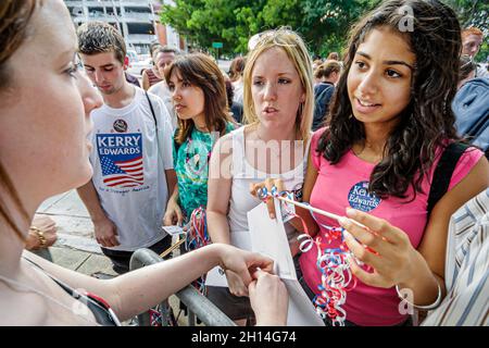 Miami Florida,Stephen Clark Government Center,centre,Democratic Party presidential election rally political students discussing debating issue issues Stock Photo