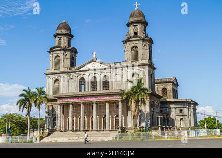 Managua Nicaragua,Santiago of Managua Cathedral Catholic church towers domes plaza historic Stock Photo